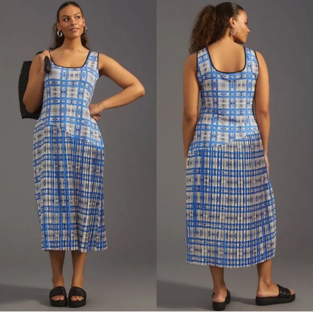Anthropologie Blue and White Midi Dress
